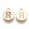 Brass Cubic Zirconia Charms X-KK-T038-194G-R-1