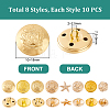 8 Styles Brass & Alloy Shank Buttons BUTT-PH0001-32B-2