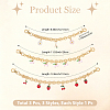 3Pcs 3 Styles Alloy Enamel Flower Cherry Apple Strawberry Charm Alloy Bag Decorative Chains AJEW-CN0006-07-2