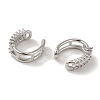 Rack Plating Brass Pave Clear Cubic Zirconia Oval Cuff Earrings for Women EJEW-P280-16P-2