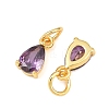 Brass Pave Cubic Zirconia Charms KK-K340-51G-3