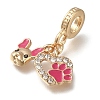 Rack Plating Alloy Hot Pink Enamel European Dangle Charms PALLOY-A009-19P-2