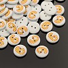 2-Hole Flat Round Number Printed Wooden Sewing Buttons X-BUTT-M002-9-1