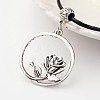Ring with Rose Tibetan Style Alloy  Pendant Necklaces NJEW-F197-14-2