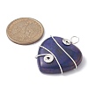 Natural Lapis Lazuli Copper Wire Wrapped Pendants PALLOY-JF02148-01-3