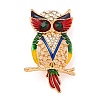 Owl Shape Alloy Enamel Brooch JEWB-U006-09KCG-1