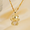 Brass Clear Cubic Zirconia Cute Romantic Cartoon Bear Pendant Necklaces for Holidays QG0958-5