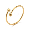 Ion Plating(IP) 304 Stainless Steel Wire Wrapped Open Cuff Ring for Women RJEW-E066-12G-1