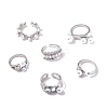 6Pcs Alloy Rhinestone Cuff Rings PW-WGC1140-01-5