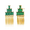 Brass Micro Pave Cubic Zirconia Stud Earrings EJEW-BB70420-1