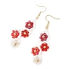 Flower Glass Seed Beaded Dangle Earrings EJEW-MZ00775-6