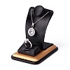 Wooden Clovered with PU Leather Necklaces Displays ODIS-F005-01D-1