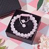 Natural  Rose Quartz Braided Bead Bracelet BJEW-SW00001-08-7