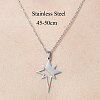 Non-Tarnish 201 Stainless Steel Hollow Star Pendant Necklace NJEW-OY001-88-3