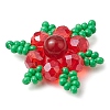 Woven Natural Carnelian(Dyed & Heated) & Glass Seed Beads Snowflake Multi-Strand Links NJEW-MZ00319-01-3