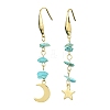 4 Pairs 4 Style Moon & Star 304 Stainless Steel Dangle Earrings EJEW-TA00284-4