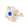 Lampwork Evil Eye Open Cuff Ring RJEW-C051-01G-02-2