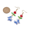 Glass Seed Beads Butterfly Dangle Earrings EJEW-MZ00347-02-3