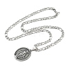 201 Stainless Steel Oval with Virgin Mary Pendant Figaro Chain Necklaces NJEW-C104-03-2