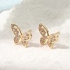 Brass Micro Pave Cubic Zirconia Stud Earrings KK-CBA7960-11G-3