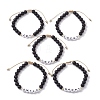 5Pcs 5 Style Glass Round Beaded Braided Bead Bracelets Set BJEW-JB10014-4