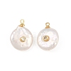 Brass Micro Pave Cubic Zirconia with Natural Pearl Pendants KK-Z146-07C-2