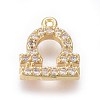 Golden Plated Brass Micro Pave Cubic Zirconia Charms X-ZIRC-L075-51G-1