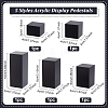 FINGERINSPIRE 5Pcs 5 Styles Square Transparent Acrylic Jewelry Display Pedestals ODIS-FG0001-66-2