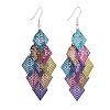 430 Stainless Steel Rhombus Dangle Earrings EJEW-A137-01P-03-4