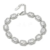 304 Stainless Steel Full Rhinestone Rectangle Link Chain Bracelets SA-CBABBEA-03P-4