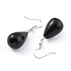 Natural Black Onyx Dangle Earrings EJEW-P143-C10-2