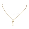 Cat with Star Brass Micro Pave Clear Cubic Zirconia Pendant 304 Stainless Steel Cable Chain Necklaces for Women NJEW-JN05716-1