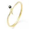 Enamel Snake Hinged Bangle with Cubic Zirconia BJEW-G673-02G-4