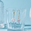 Round Natural Kunzite & Shell Pearl Beads Dangle Earring EJEW-TA00038-02-2