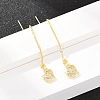 Planet with Star Brass Micro Pave Clear Cubic Zirconia Ear Thread EJEW-H182-07G-1