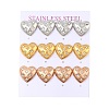 Ion Plating(IP) 304 Stainless Steel Heart Stud Earrings EJEW-C099-15M-1