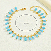 Bohemian Dyed Synthetic Turquoise Cone Tassel Brass Chain Beach Anklets for Women LQ2874-4