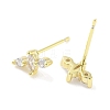 Brass Micro Pave Clear Cubic Zirconia Studs Earring EJEW-S217-G24-2