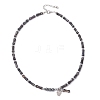 Dyed Purple Natural Imperial Jasper & Synthetic Non-magnetic Hematite Bamboo Joint Beaded Necklaces NJEW-JN05725-01-4