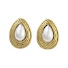 Ion Plating(IP) 304 Stainless Steel & ABS Imitation Pearl Stud Earrings for Women EJEW-N054-37G-1