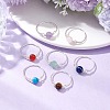 7Pcs 7 Styles Round Chakra Natural & Synthetic Gemstone Beads Finger Rings RJEW-JR00793-01-2