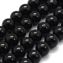Natural Black Tourmaline Beads Strands G-G763-01-6mm-A