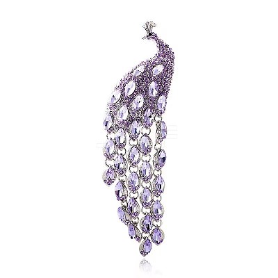 Ethnic Style Peacock Long Tassel Pins PW-WG89915-05-1