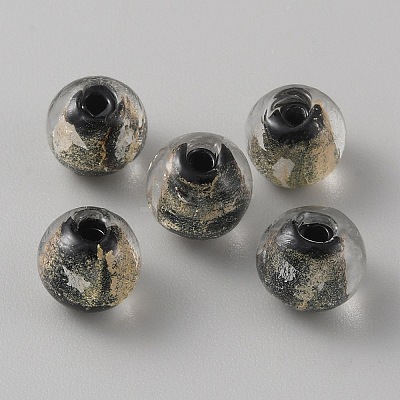 Handmade Gold Sand Lampwork Beads LAMP-WH0011-03A-02-1