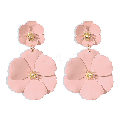 Flower Baking Paint Alloy Dangle Stud Earrings FS-WG1427E-03-1