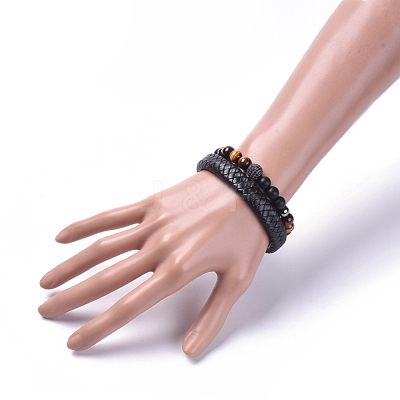 Unisex Stackable Bracelets Sets BJEW-JB04896-03-1
