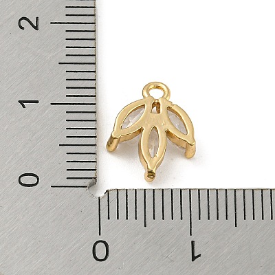Brass with Clear Cubic Zirconia Charms X-KK-G478-02E-KCG-1