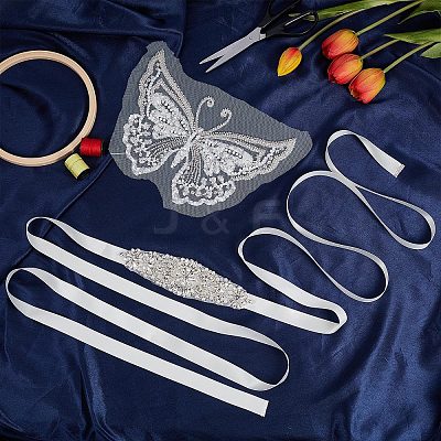 1Pc 3D Butterfly Polyester Computerized Embroidery Appliques for Wedding Dress DIY-GF0006-64-1