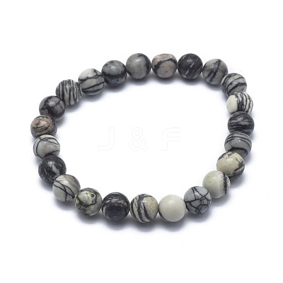 Natural Netstone Bead Stretch Bracelets BJEW-K212-C-021-1