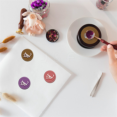 Brass Wax Seal Stamp with Handle AJEW-WH0184-0673-1